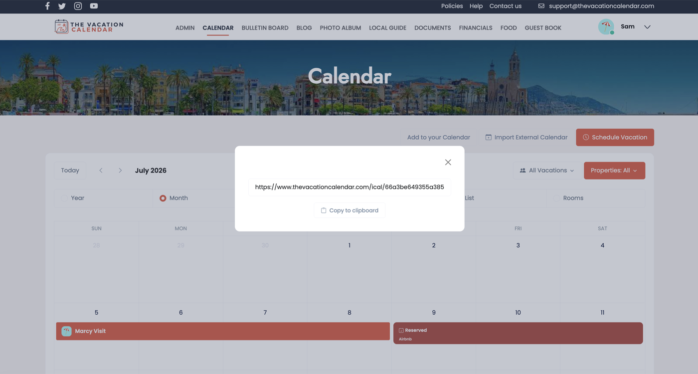 Calendar Export