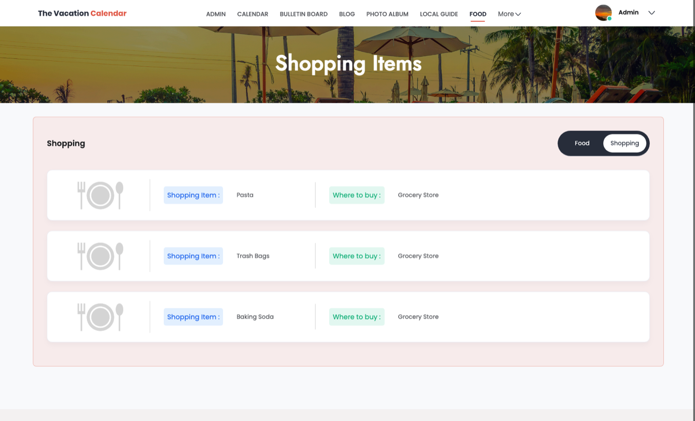 Food & Shopping Lists